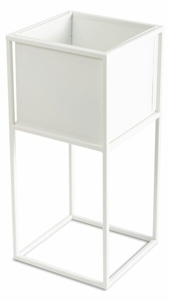 KOVOVÝ KVĚTINÁČ SE STOJÁNEM PLAIN 50X24 CM BÍLÁ