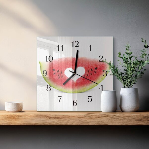 Skleněné hodiny na stěnu Vodní meloun zskc-30x30-00180302