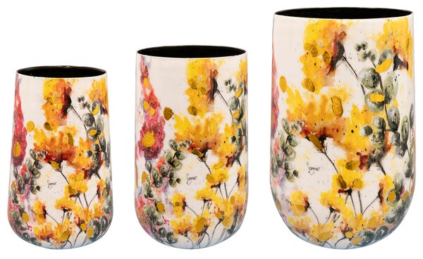 Ter Steege Sada 3 váz Floral white D20 H29