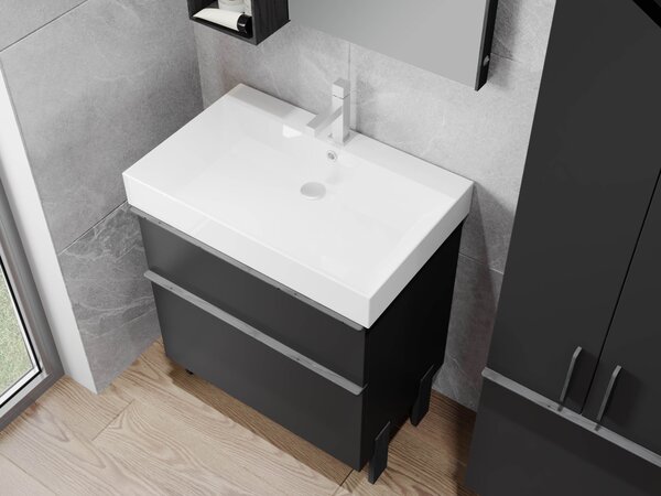 Kingsbath Manhy Black 70 koupelnová skříňka s umyvadlem