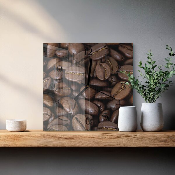 Skleněné hodiny na stěnu Káva zskc-30x30-00181602