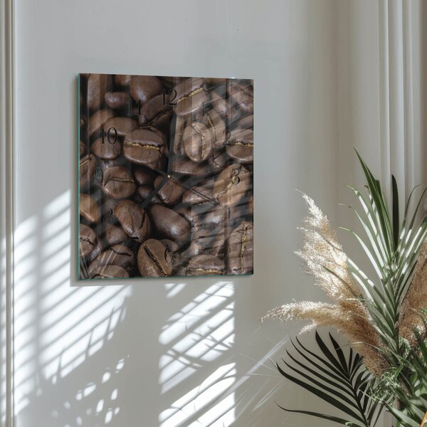 Skleněné hodiny na stěnu Káva zskc-30x30-00181602