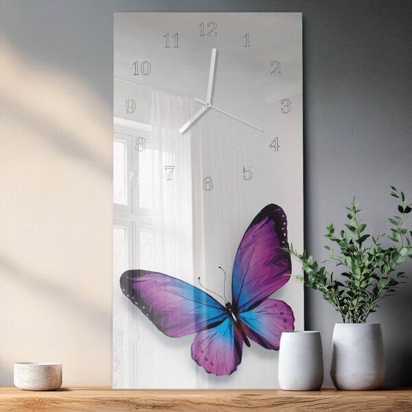 Skleněné hodiny vertikální Motýli zsppb-30x60-00079682