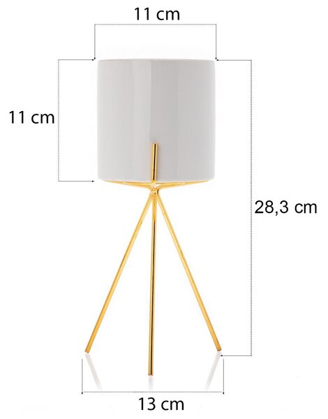 KERAMICKÝ KVĚTINÁČ SE STOJÁNEM EMMA SMOOTH 28X13 CM BÍLÁ