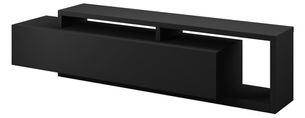 Skříňka RTV Bota 40 z wnekami i szuflada 219 cm - Černý supermat