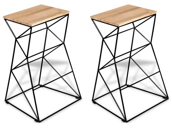 Barové stoličky - masivní mangovníkové dřevo | 2 ks