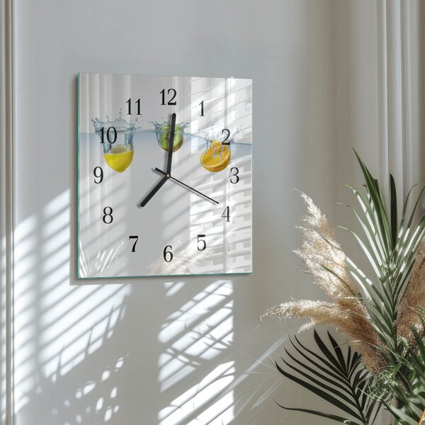 Skleněné hodiny na stěnu Kiwi zskc-30x30-00181014