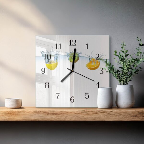 Skleněné hodiny na stěnu Kiwi zskc-30x30-00181014