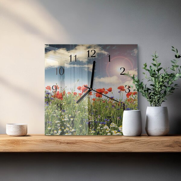 Skleněné hodiny na stěnu Louka zskc-30x30-00178628