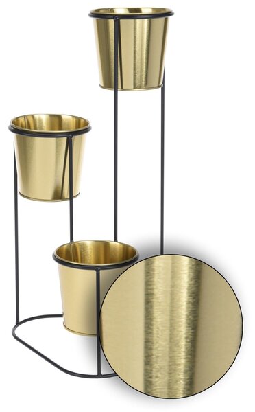 KOVOVÝ KVĚTINÁČ SE STOJÁNEM GOLD 46,5X23,5 CM ZLATÁ/ČERNÁ