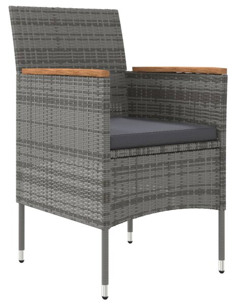 3dílný zahradní jídelní set s poduškami šedočerný