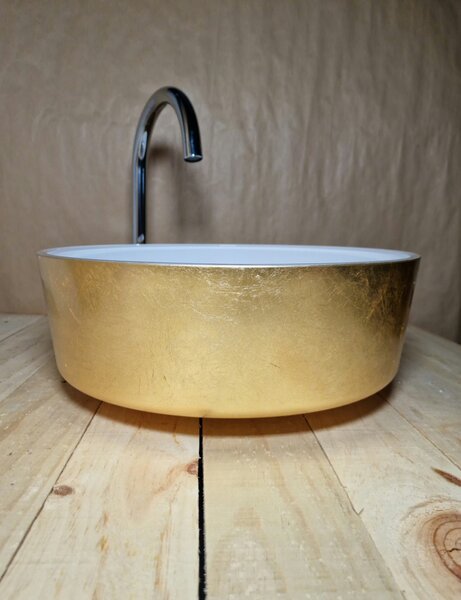 Light for home - Luxusní skleněné umyvadlo s zlatým dekorem od italských mistrů U030, Zlatá