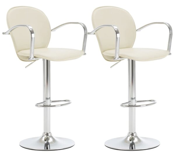 Barové stoličky s područkami - umělá kůže - 2 ks | krémové
