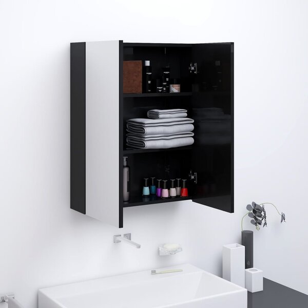 Koupelnová skříňka se zrcadlem 60 x 15 x 75 cm MDF zářivě černá