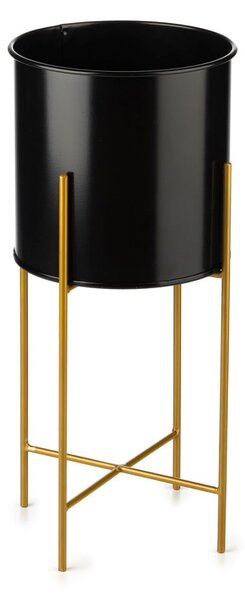 KOVOVÝ KVĚTINÁČ SE STOJÁNEM GLAMOUR 55X24 CM ČERNÁ/ZLATÁ