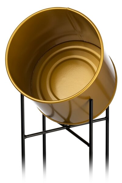 KOVOVÝ KVĚTINÁČ SE STOJÁNEM GLAMOUR 55X24 CM ZLATÁ/ČERNÁ
