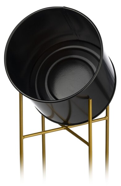 KOVOVÝ KVĚTINÁČ SE STOJÁNEM GLAMOUR 75X24 CM ČERNÁ/ZLATÁ