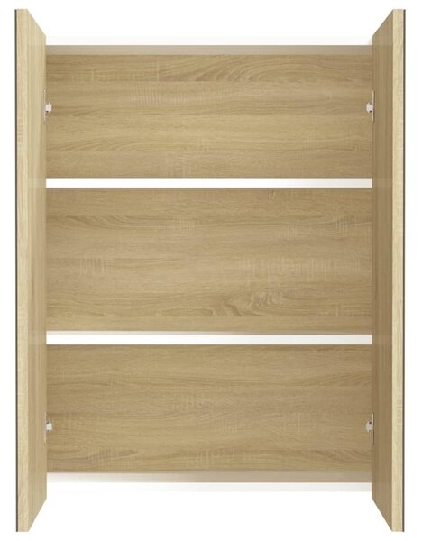 Koupelnová skříňka se zrcadlem 60x15x75 cm MDF bílá a dub