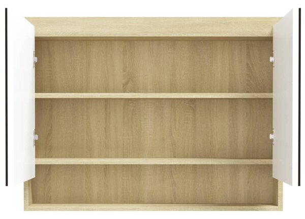 Koupelnová skříňka se zrcadlem 80 x 15 x 60 cm MDF bílá a dub