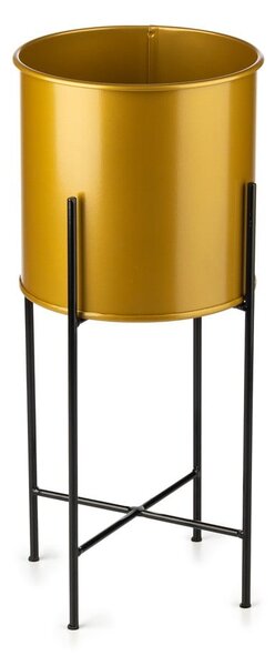 KOVOVÝ KVĚTINÁČ SE STOJÁNEM GLAMOUR 55X24 CM ZLATÁ/ČERNÁ