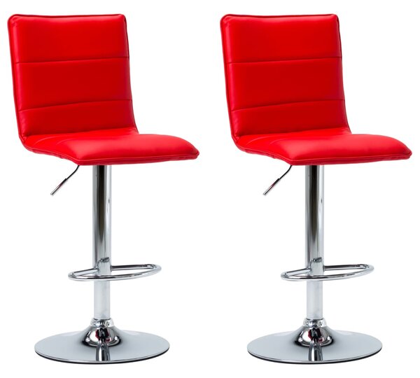 Barové židle - umělá kůže - 2 ks | červené