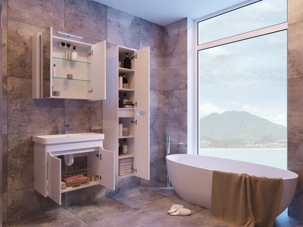 Lavedo Livorno Structure Stone 70 zrcadlová skříňka do koupelny s LED osvětlením