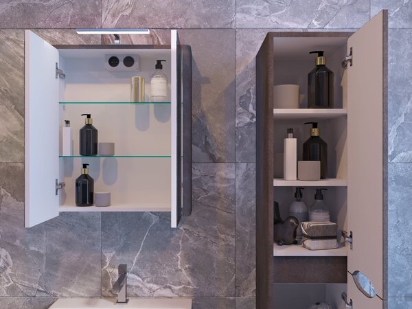 Lavedo Livorno Structure Stone 60 zrcadlová skříňka do koupelny s LED osvětlením