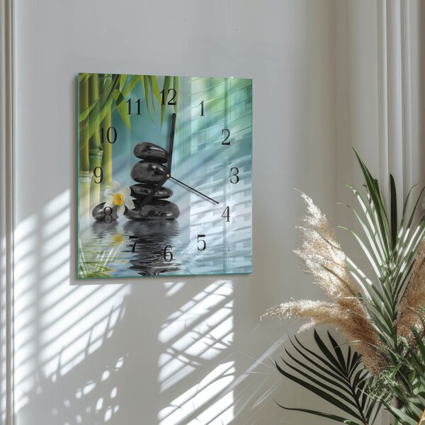 Skleněné hodiny na stěnu Kameny zskc-30x30-00176900