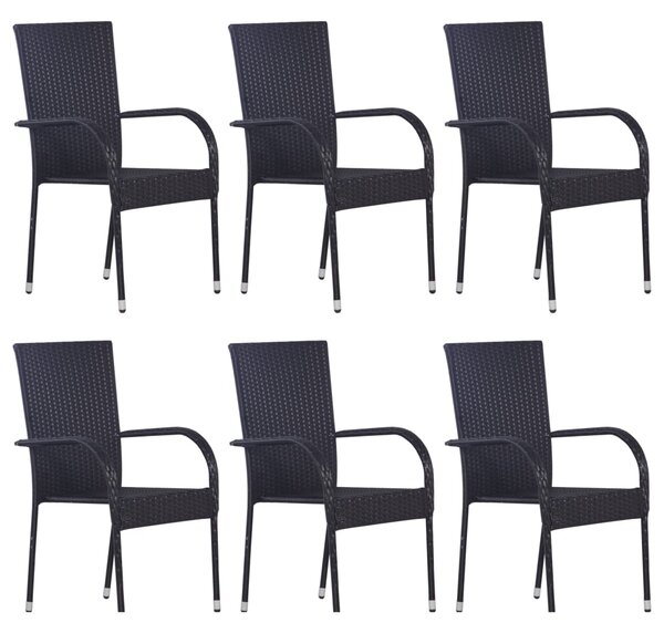 7dílný zahradní jídelní set polyratan černý