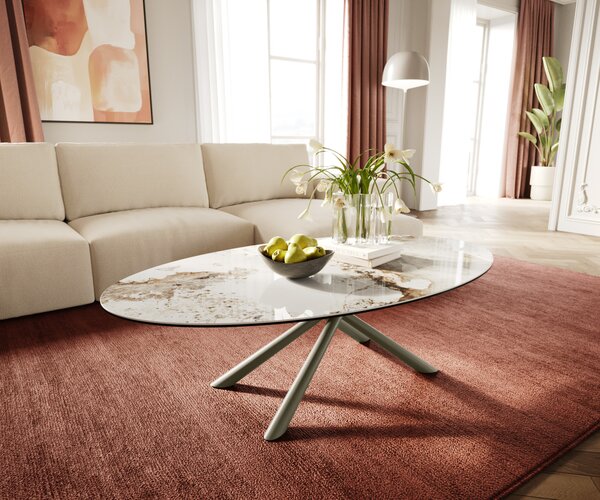 DELIFE Konferenční stolek Edge oválný 140x80 cm keramika Minas Melange Sarity kov titanová barva