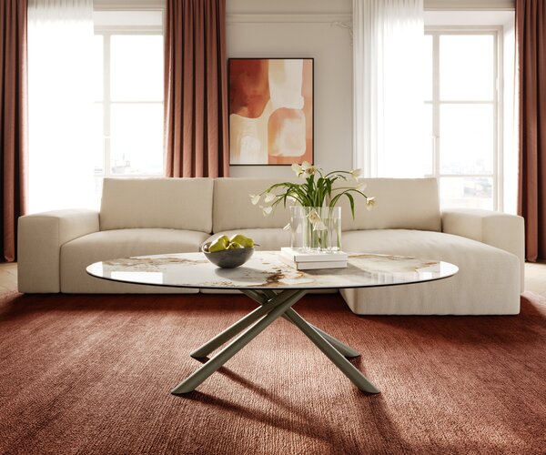 DELIFE Konferenční stolek Edge oválný 140x80 cm keramika Minas Melange Sarity kov titanová barva