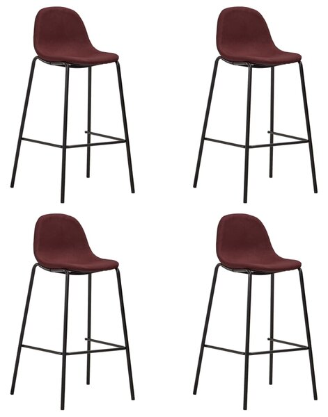 Barové židle - textil - 4 ks | vínové