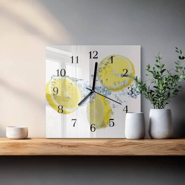 Skleněné hodiny na stěnu Citrony zskc-30x30-00182530
