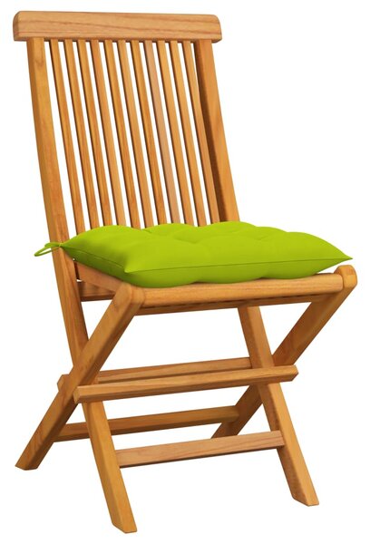 Zahradní židle s jasně zelenými poduškami 6 ks masivní teak