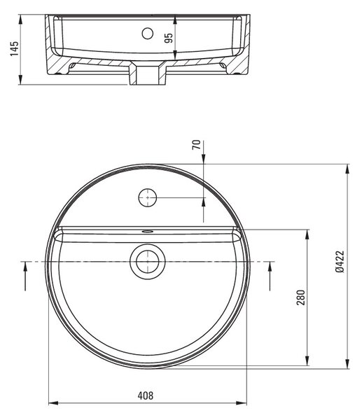 Deante Keramické washbasin, countertop, s tap shelf