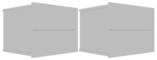 Noční stolky - dřevotříska - 2 ks - šedé s vysokým leskem | 40x30x30 cm