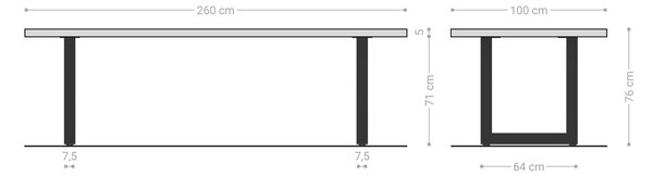 DELIFE Jídelní stůl Edge 260x100 XL akácie hnědá nerezová ocel široký Live-Edge