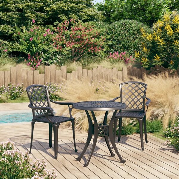 3dílný bistro set litý hliník černý