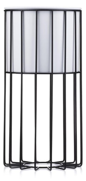 KOVOVÝ KVĚTINÁČ SE STOJÁNEM GLAM 42X20 CM BÍLÁ/ČERNÁ