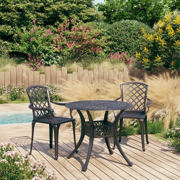 3dílný bistro set litý hliník černý
