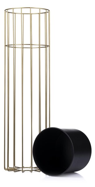 KOVOVÝ KVĚTINÁČ SE STOJÁNEM GLAM 70X20 CM ČERNÁ/ZLATÁ