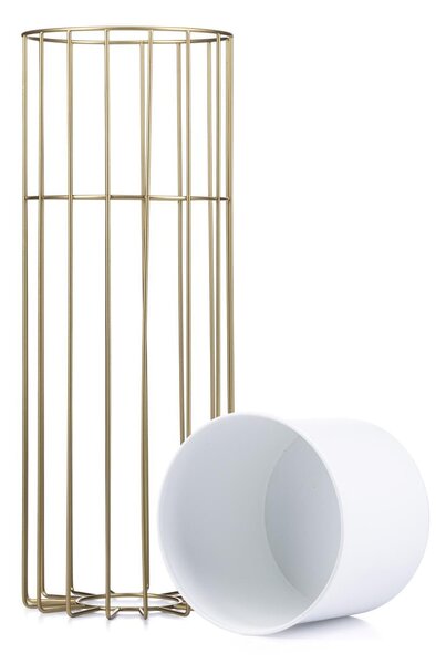 KOVOVÝ KVĚTINÁČ SE STOJÁNEM GLAM 55X20 CM BÍLÁ/ZLATÁ