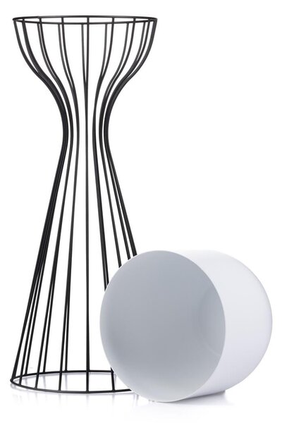 KOVOVÝ KVĚTINÁČ SE STOJÁNEM GLAM 56X20 CM BÍLÁ/ČERNÁ