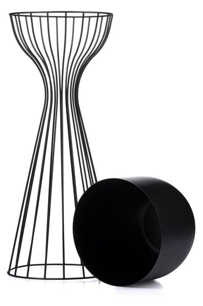 KOVOVÝ KVĚTINÁČ SE STOJÁNEM GLAM 56X20 CM ČERNÁ