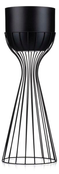 KOVOVÝ KVĚTINÁČ SE STOJÁNEM GLAM 56X20 CM ČERNÁ