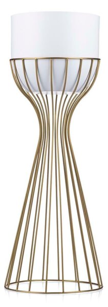 KOVOVÝ KVĚTINÁČ SE STOJÁNEM GLAM 56X20 CM BÍLÁ/ZLATÁ