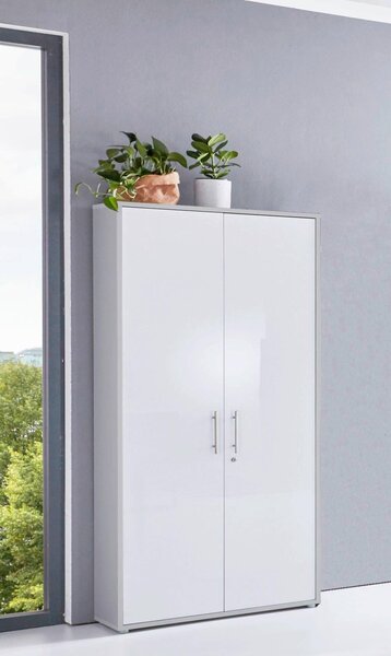 SKŘÍŇ NA ŠANONY, šedá, vysoce lesklá bílá, 84,4/185,6/33 cm MID.YOU - Online Only kancelářský nábytek, Online Only