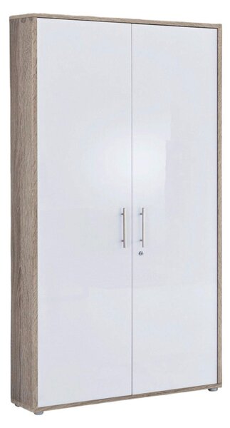 SKŘÍŇ NA ŠANONY, Sonoma dub, vysoce lesklá bílá, 84,4/185,6/33 cm MID.YOU - Online Only kancelářský nábytek, Online Only