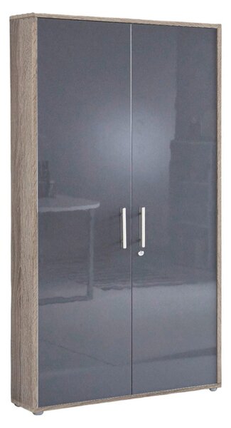 SKŘÍŇ NA ŠANONY, Sonoma dub, vysoce lesklá antracitová, 257/185,6/33 cm MID.YOU - Online Only kancelářský nábytek, Online Only