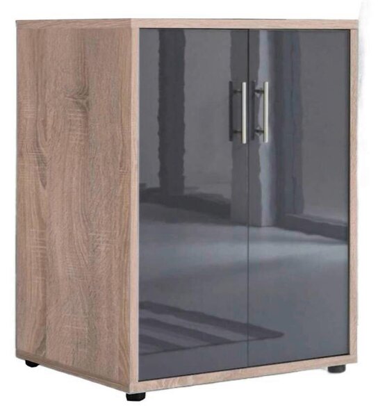 SKŘÍŇ NA ŠANONY, Sonoma dub, vysoce lesklá antracitová, 54/74/50 cm MID.YOU - Online Only kancelářský nábytek, Online Only